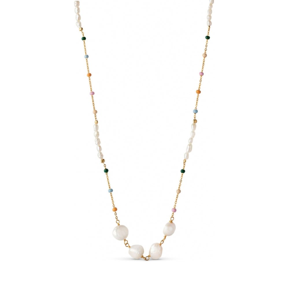 Enamel and Pearl Gold Necklace - Como - Lulu B Jewellery