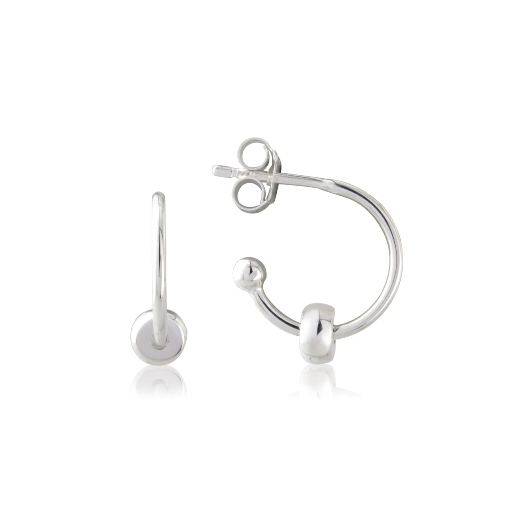 Eternity Silver Hoop Earrings with Bead