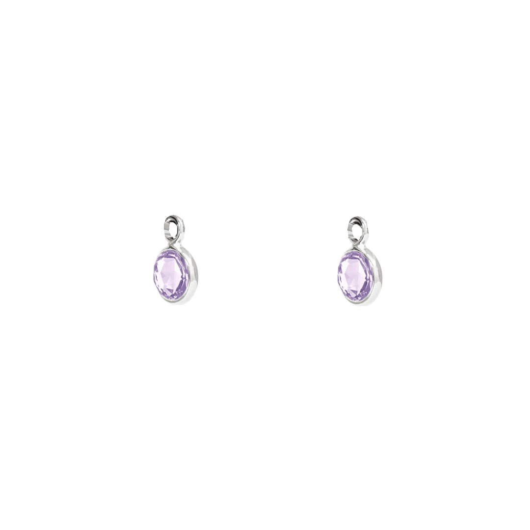 February Birthstone Silver Hoop Earrings - Amethyst (Charm sold with hoops or individually) - Lulu B Jewellery