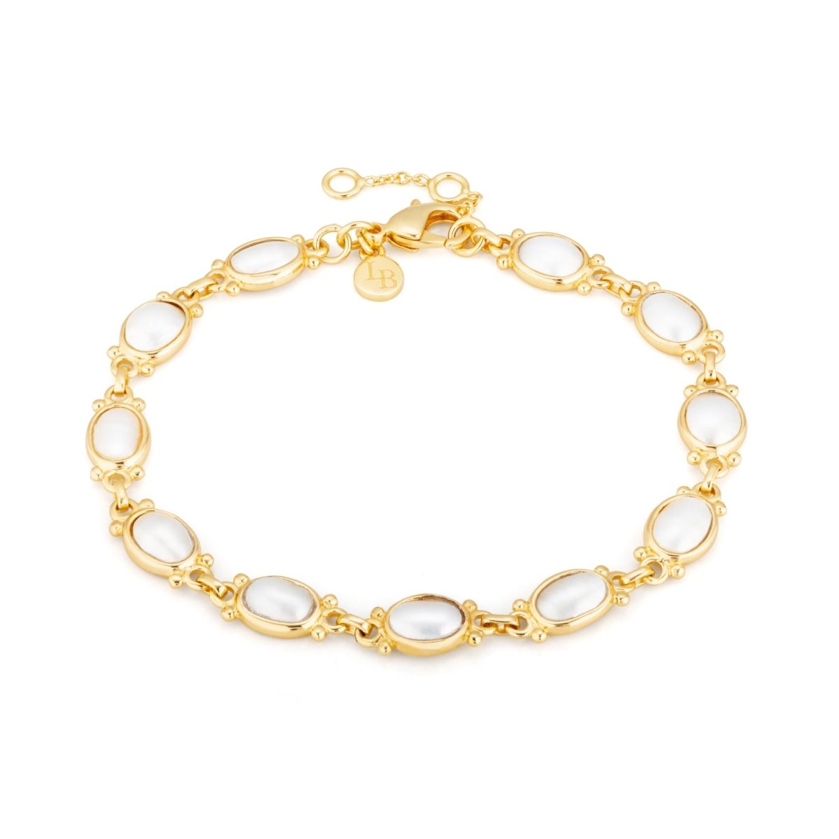 Freshwater Pearl Cabochon Gold Chain Bracelet - Lulu B Jewellery