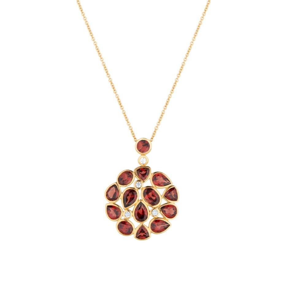 Garnet Statement Gold Pendant Necklace - Lulu B London - Timeless Jewellery