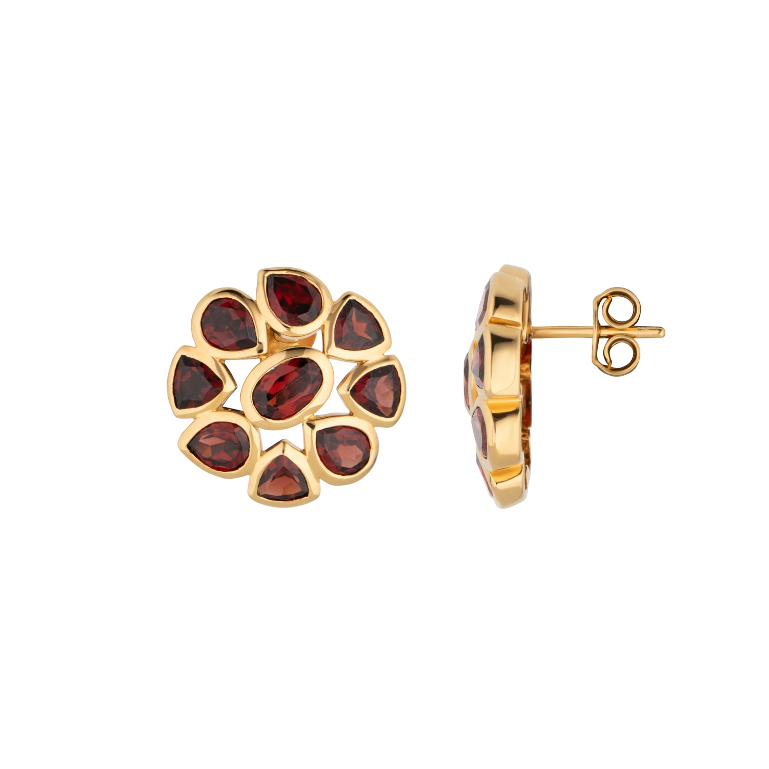 Garnet Statement Gold Stud Earrings - Lulu B London - Timeless Jewellery