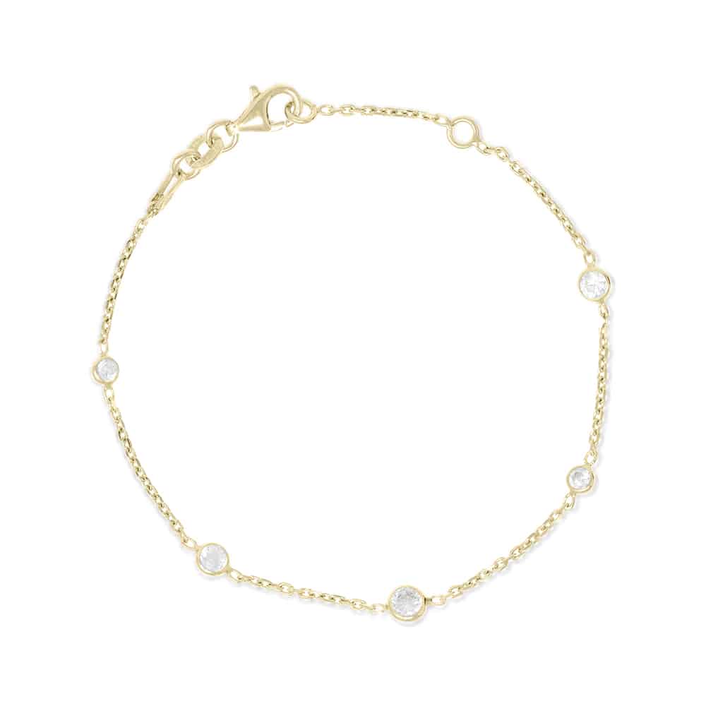 Gold Bracelet with Cubic Zirconia - Brompton - Lulu B Jewellery