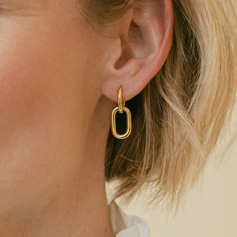 Gold Chain Hoop Earrings - Oxford - Lulu B Jewellery