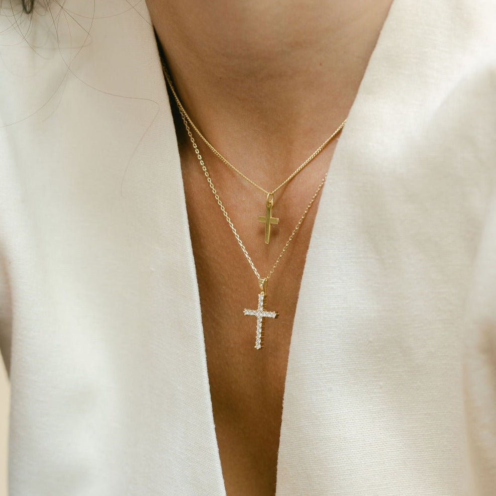 Gold Cross Necklace with Cubic Zirconia - Lulu B Jewellery