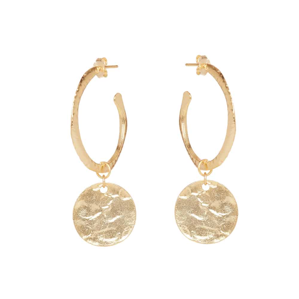 Gold Hoop Earrings with Coin - Harper - Lulu B Jewellery