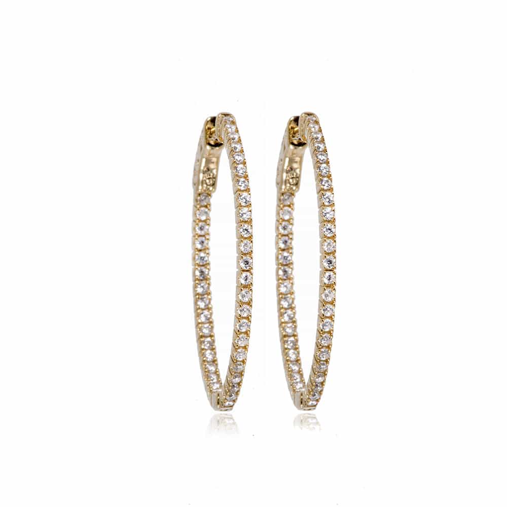 Gold Hoop Earrings with Cubic Zirconia - Grace - Lulu B Jewellery