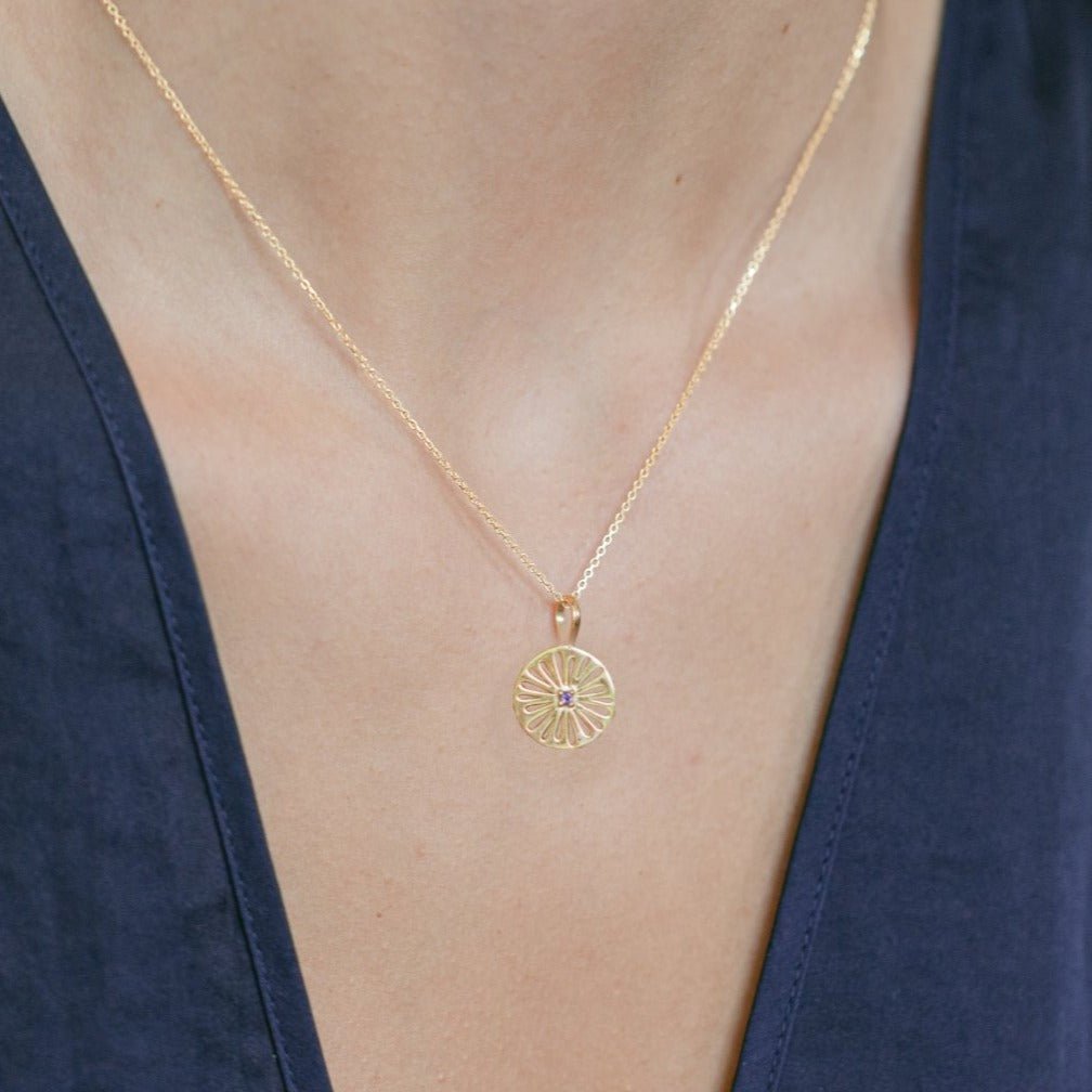 Gold Pendant Necklace with Iolite - Imogen - Lulu B Jewellery