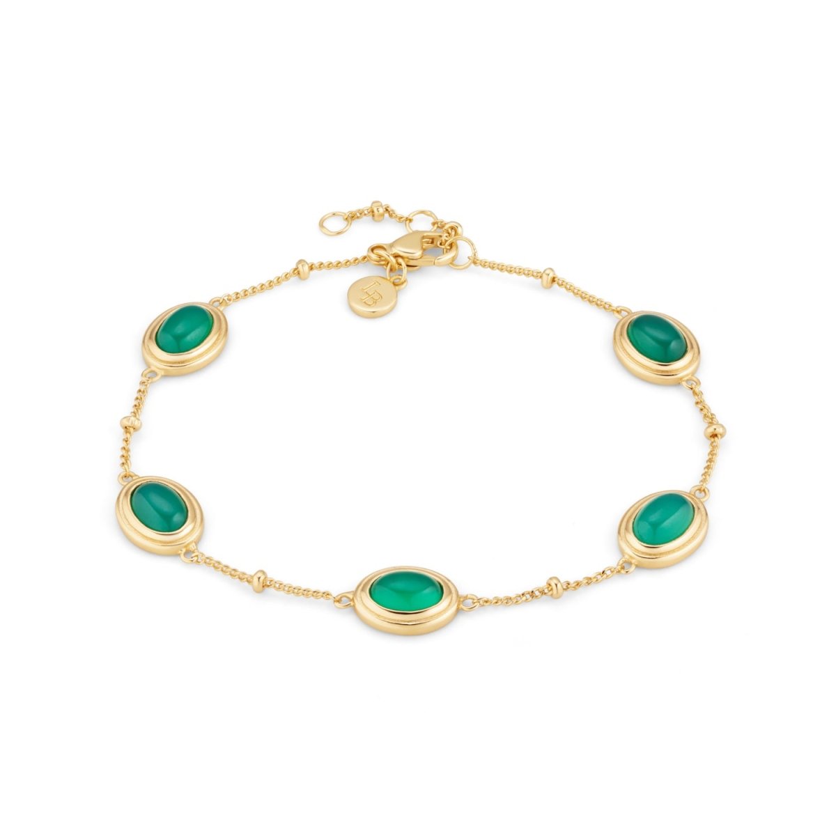 Green Agate Gemstone Gold Bracelet - Lulu B London - Timeless Jewellery