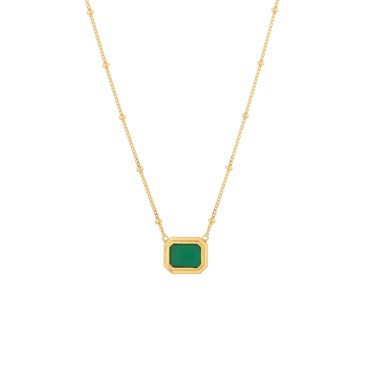 Green Agate Gold Beaded Chain Necklace - Lulu B Jewellery