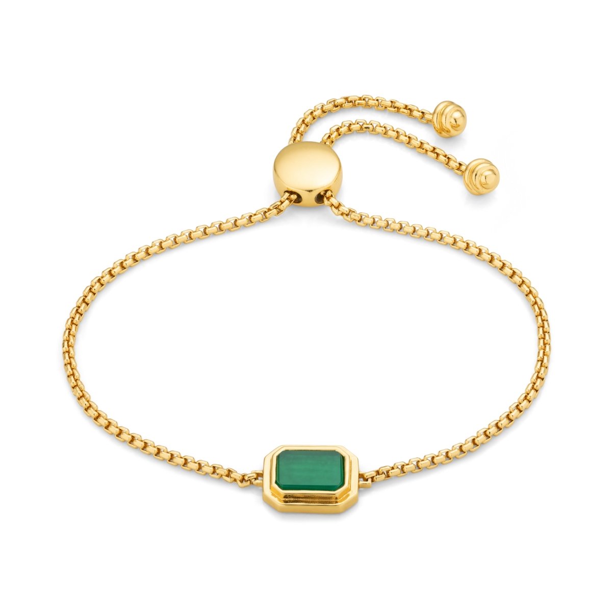 Green Agate Gold Slider Chain Bracelet - Lulu B Jewellery