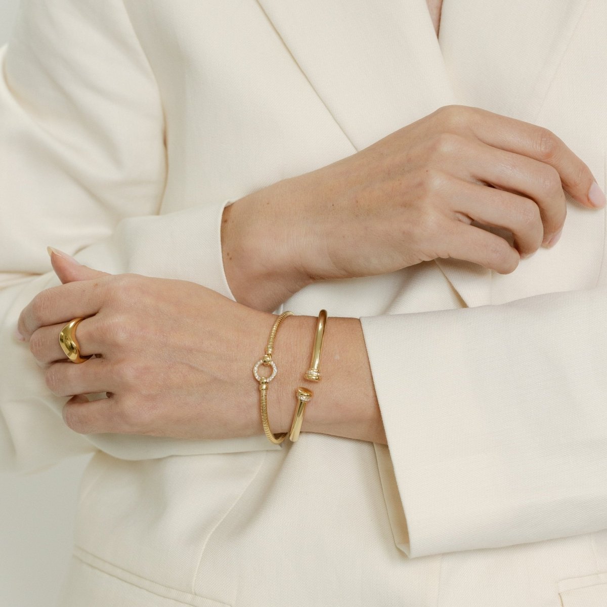 Halo Gold Bangle - Siena - Lulu B Jewellery