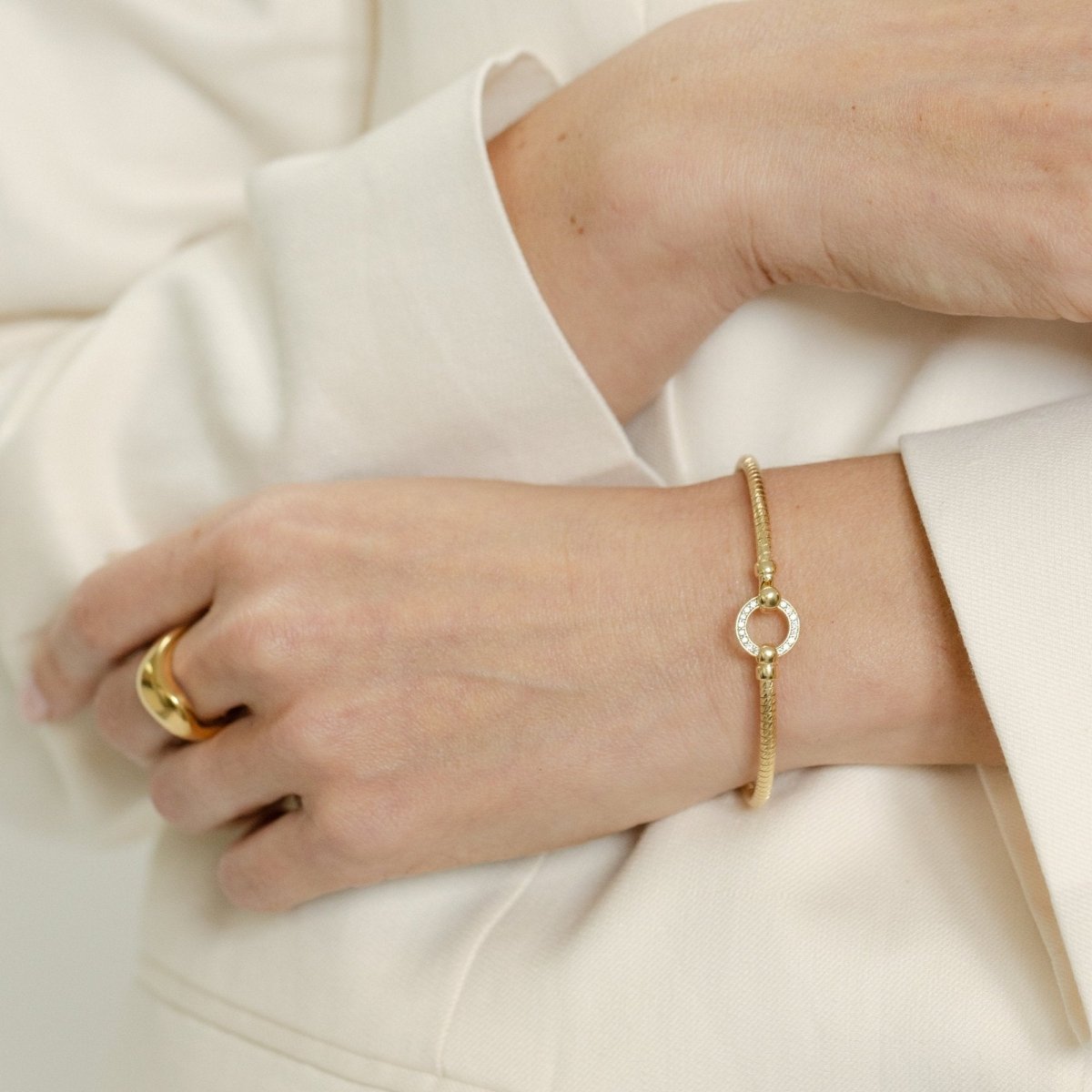 Halo Gold Bangle - Siena - Lulu B Jewellery