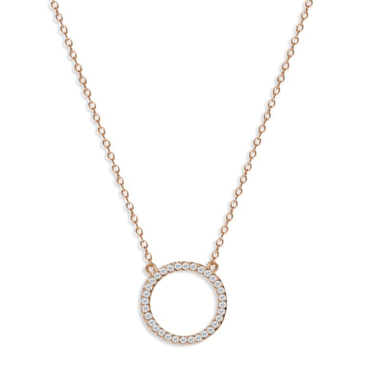 Halo Rose Gold Necklace with Cubic Zirconia - Lulu B Jewellery