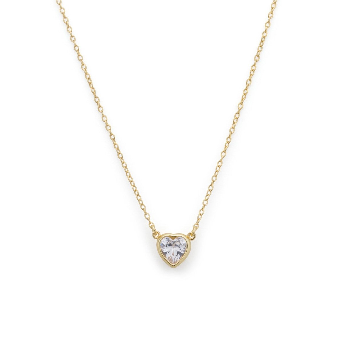 Heart Gold Necklace with Cubic Zirconia - Lulu B Jewellery