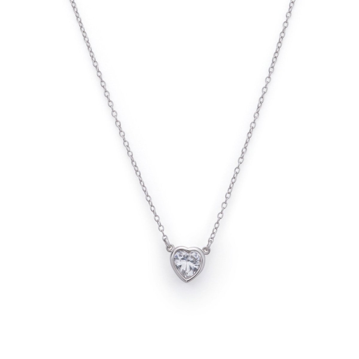 Heart Silver Necklace with Cubic Zironia - Lulu B Jewellery