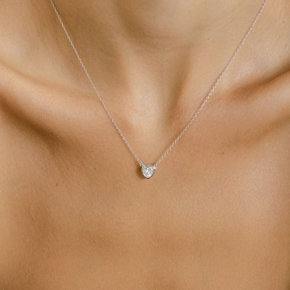 Heart Silver Necklace with Cubic Zironia - Lulu B Jewellery