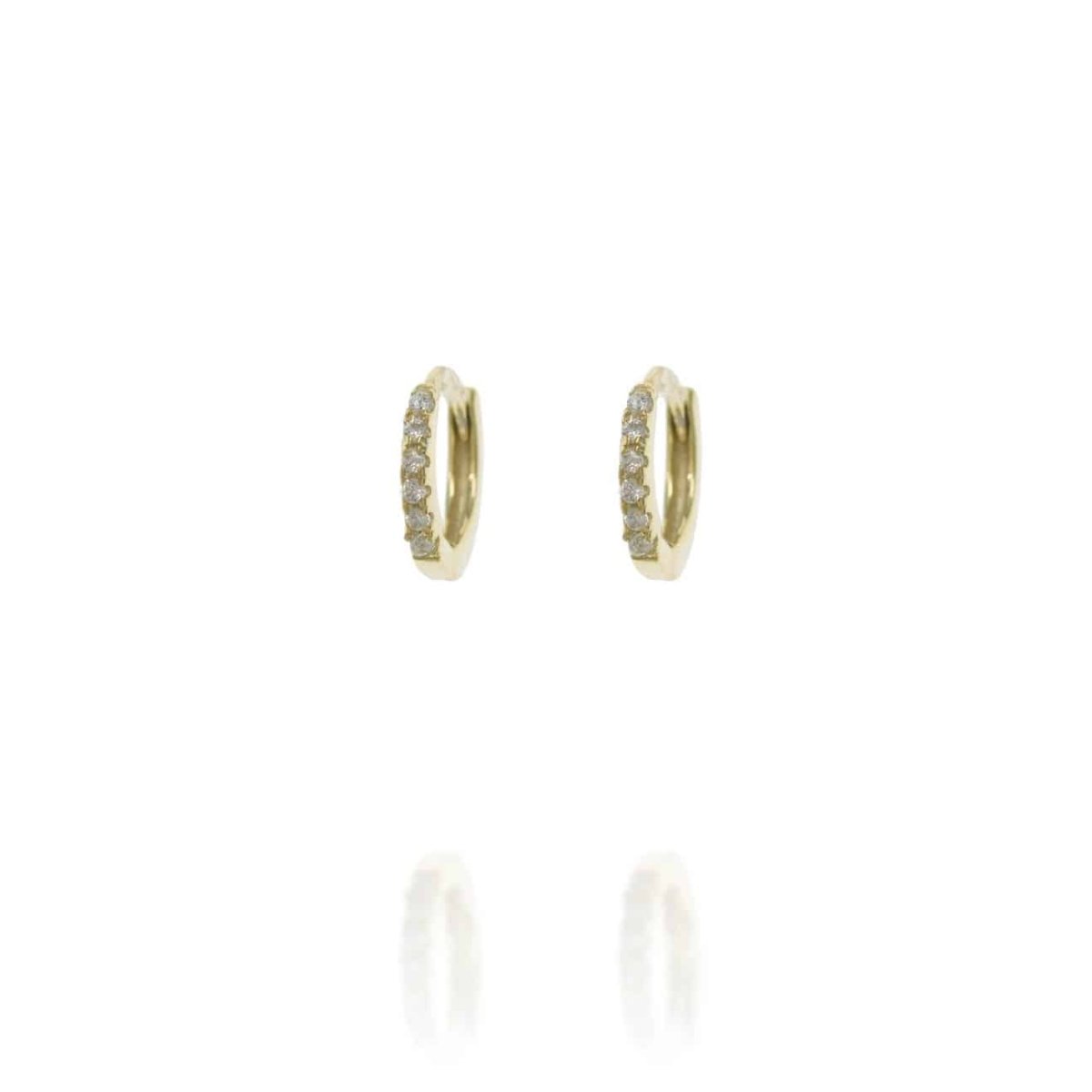 Huggie Gold Hoop Earrings with Cubic Zirconia - Lulu B Jewellery