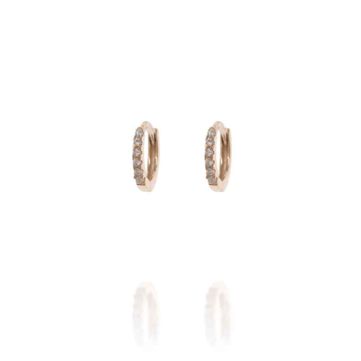 Huggie Rose Gold Hoop Earrings with Cubic Zirconia - Lulu B Jewellery