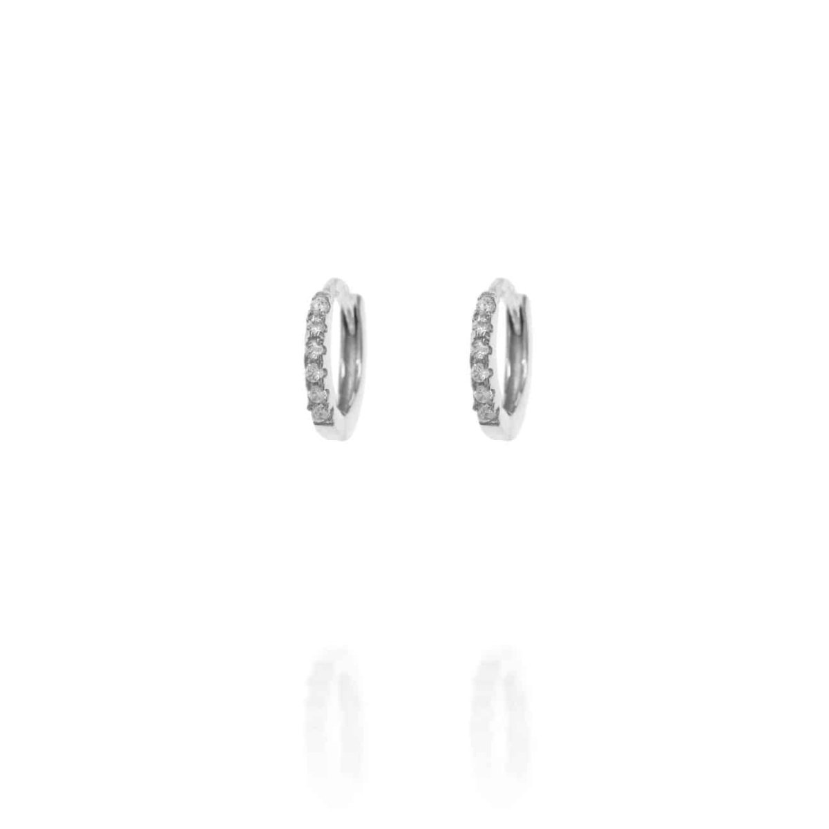 Huggie Silver Hoop Earrings with Cubic Zirconia - Lulu B Jewellery