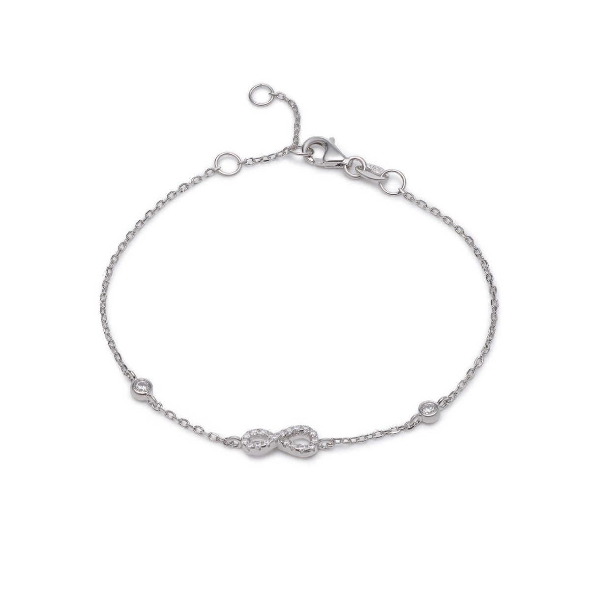 Infinity Silver Bracelet with Cubic Zirconia - Lulu B Jewellery