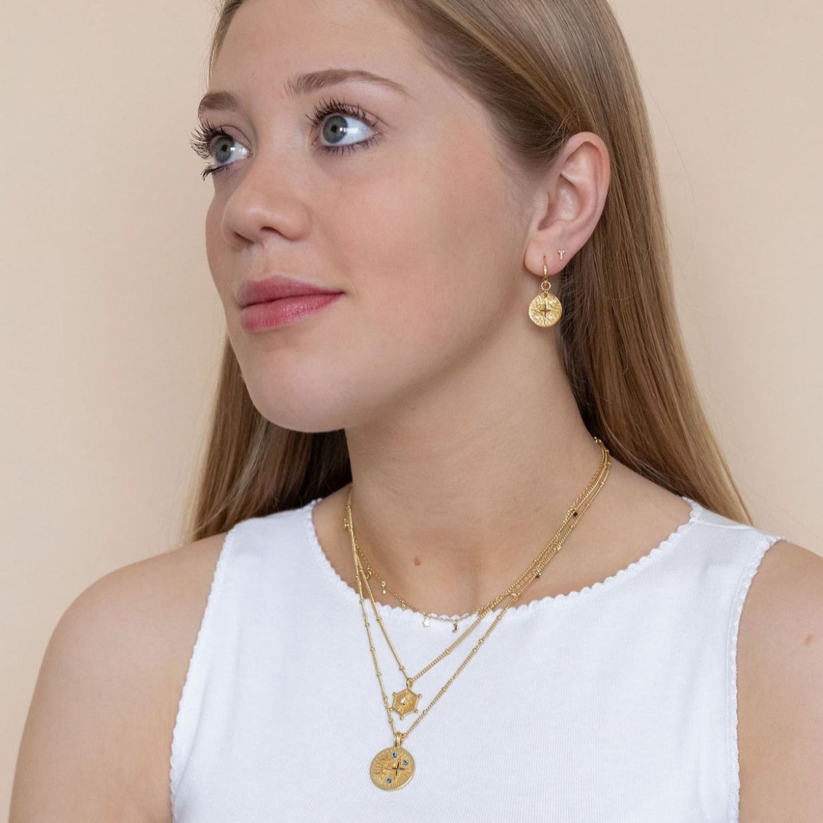 Initial Mini Stud Gold Earring with Cubic Zirconia (Sold Individually) - Lulu B Jewellery