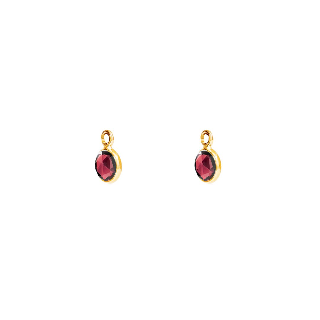 January Birthstone Gold Hoop Earrings - Garnet (Charm sold with hoops or individually) - Lulu B Jewellery