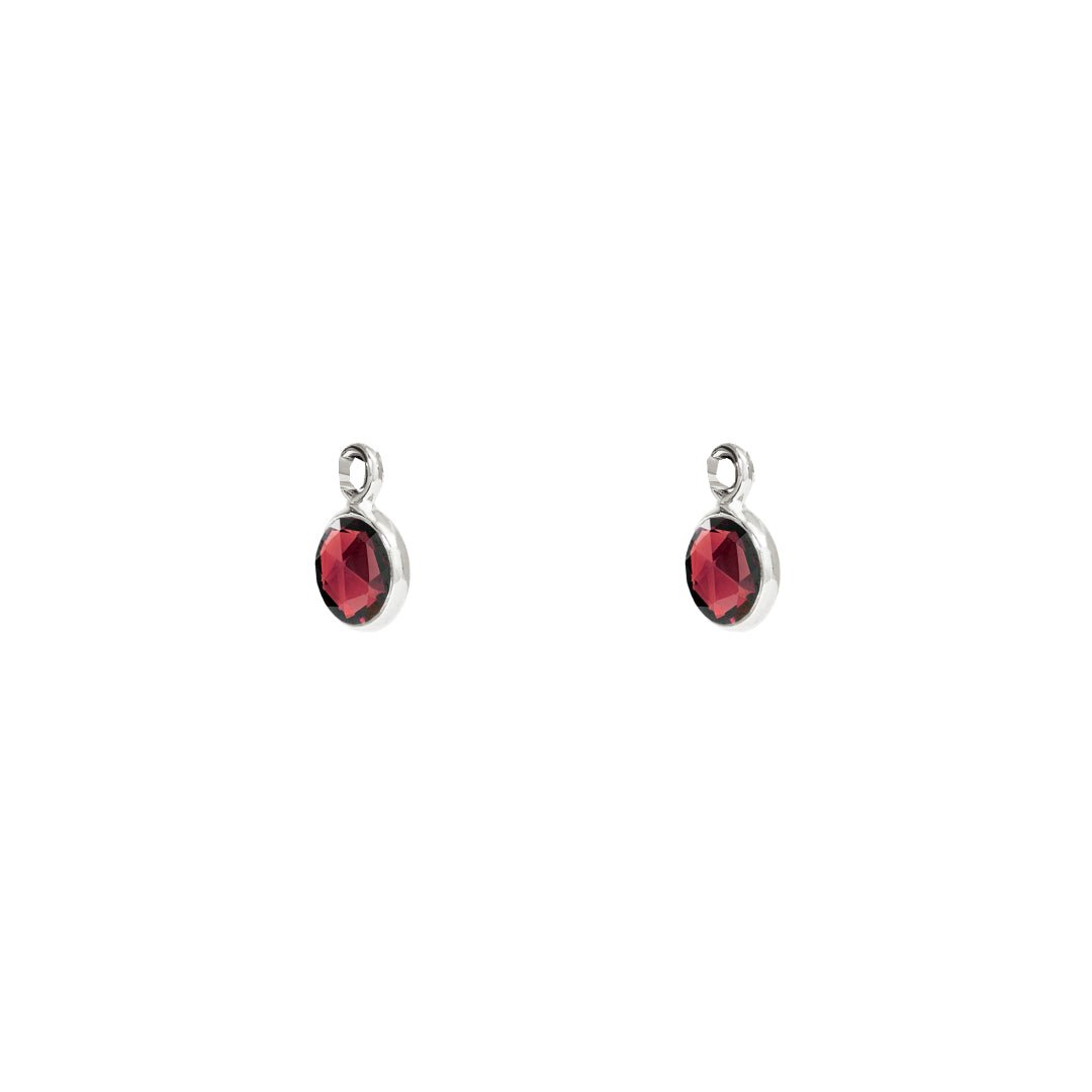 January Birthstone Silver Hoop Earrings - Garnet (Charm sold with hoops or individually) - Lulu B Jewellery