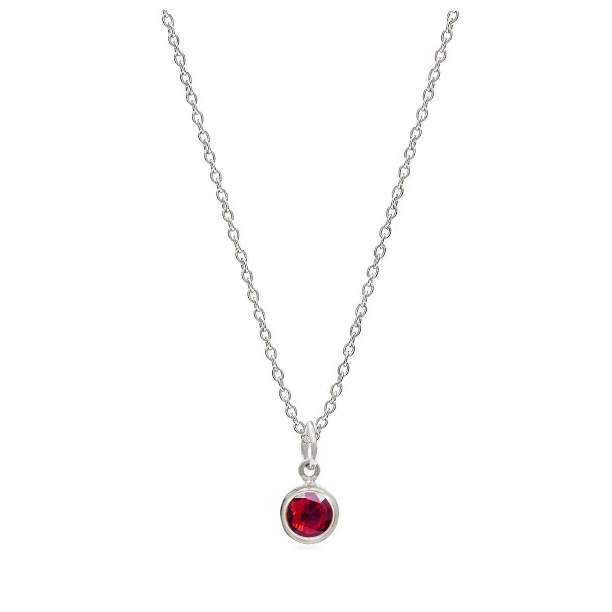 January Birthstone Silver Necklace - Garnet (Charm sold with chain or individually) - Lulu B Jewellery