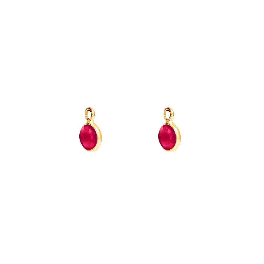 July Birthstone Gold Hoop Earrings - Ruby (Charm sold with hoops or individually) - Lulu B Jewellery