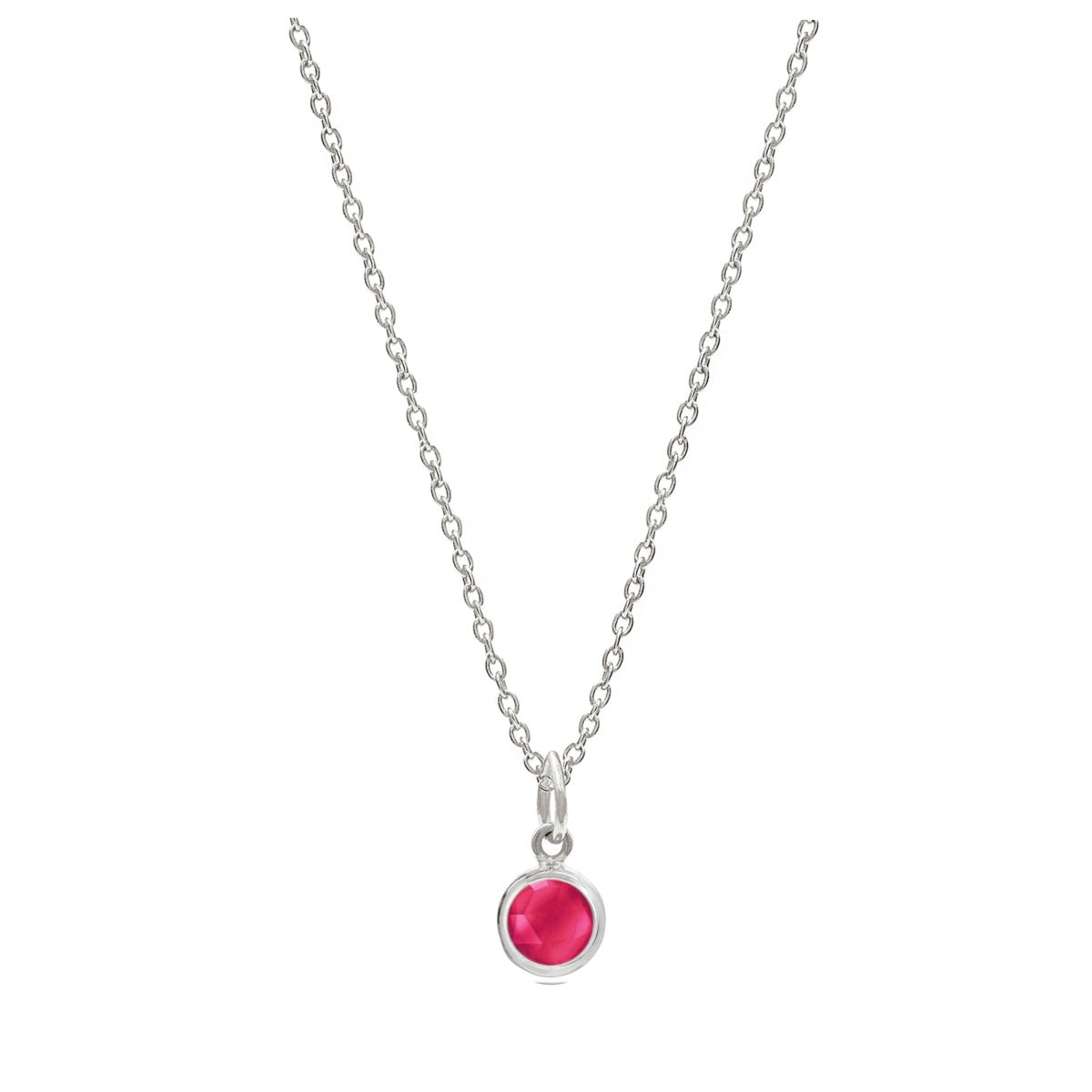 July Birthstone Silver Necklace - Ruby (Charm sold with chain or individually) - Lulu B Jewellery