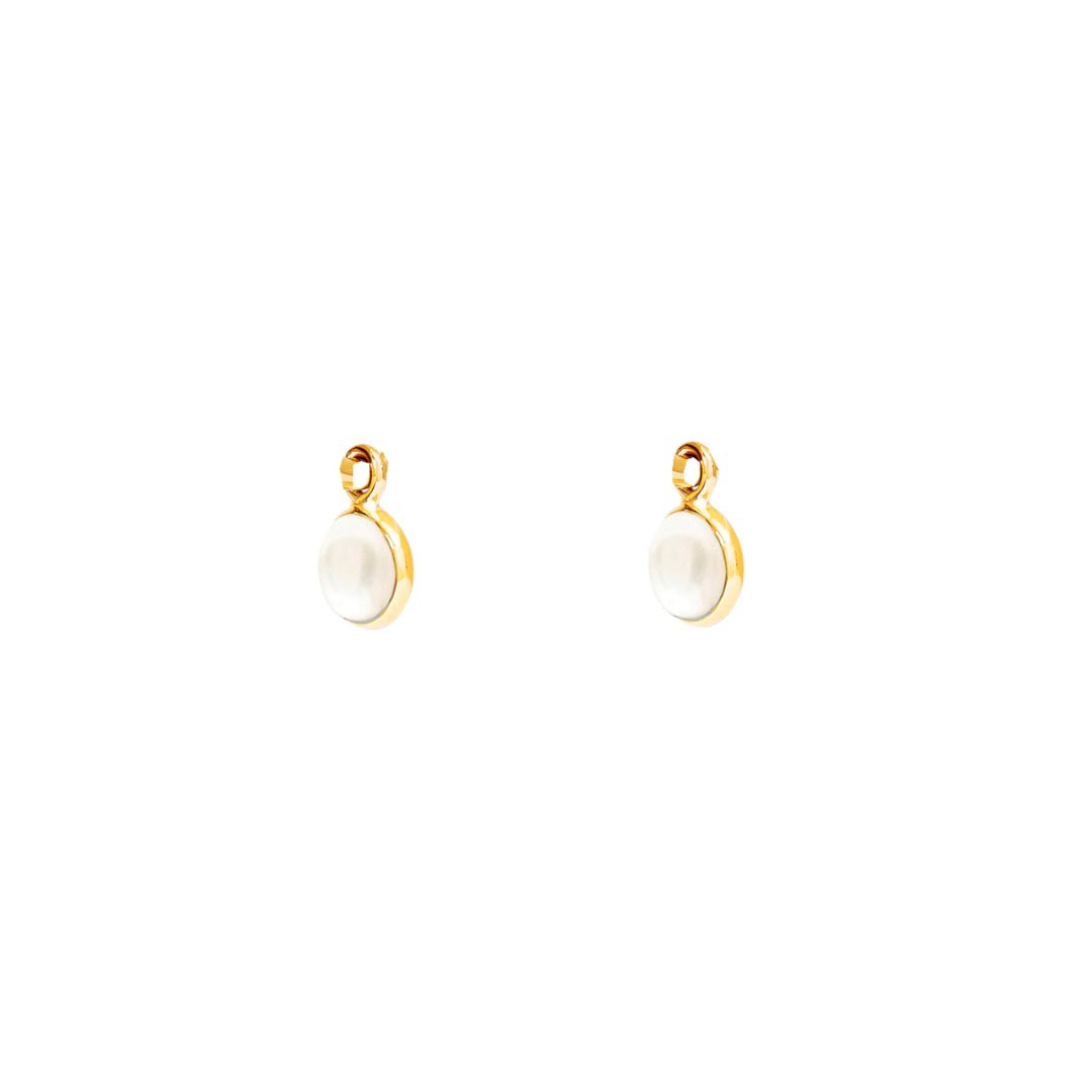 June Birthstone Gold Hoop Earrings - Pearl (Charm sold with hoops or individually) - Lulu B Jewellery