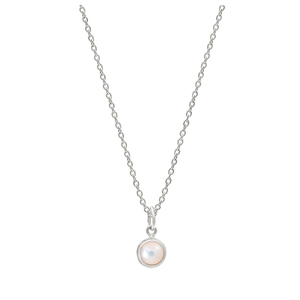 June Birthstone Silver Necklace - Pearl (Charm sold with chain or individually) - Lulu B Jewellery