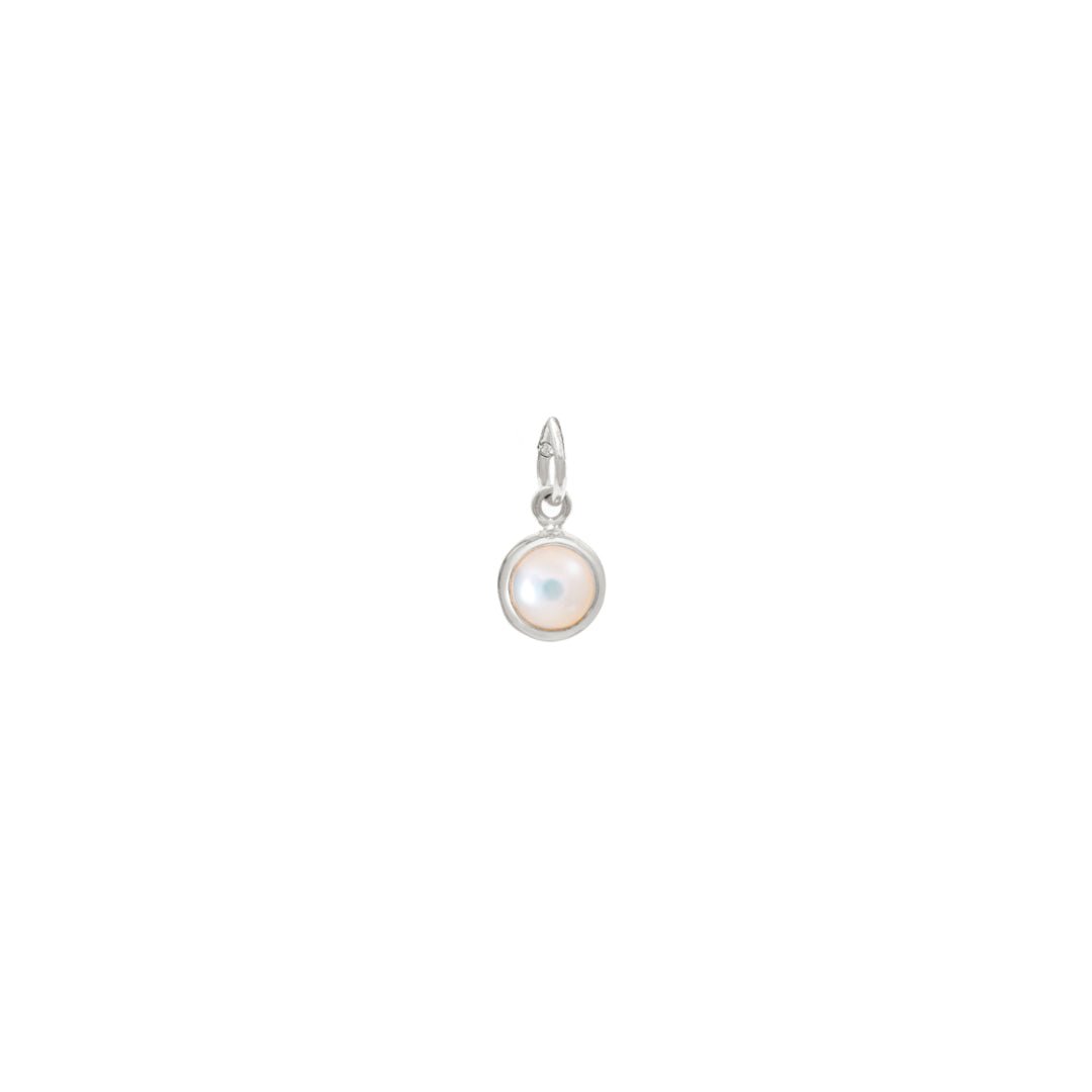 June Birthstone Silver Necklace - Pearl (Charm sold with chain or individually) - Lulu B Jewellery