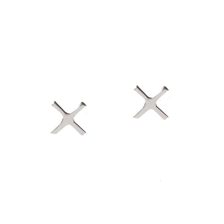 Kiss 'X' Silver Stud Earrings - Lulu B Jewellery