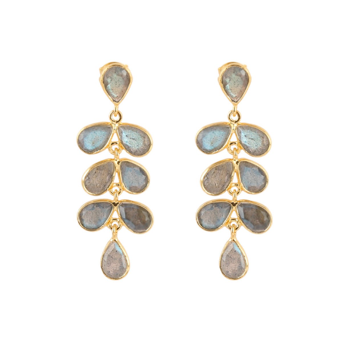 Labradorite Waterfall Gold Drop Earrings - Charlie - Lulu B Jewellery