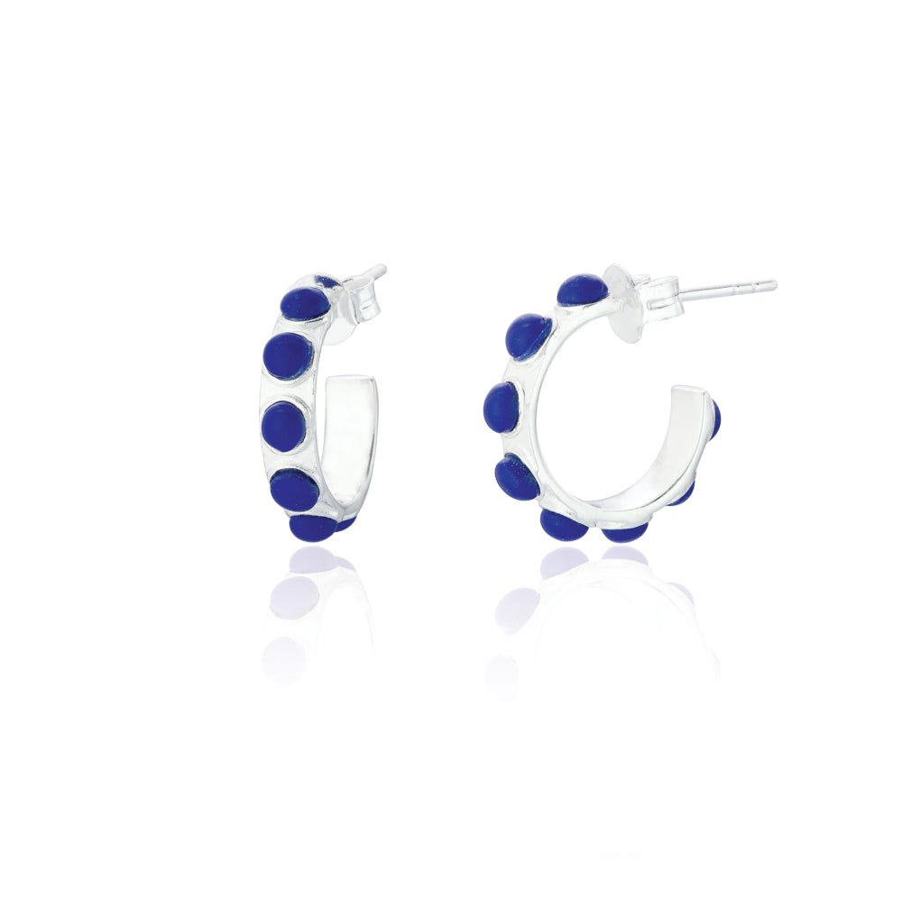 Lapis Lazuli Silver Hoop Earrings - Roma - Lulu B Jewellery