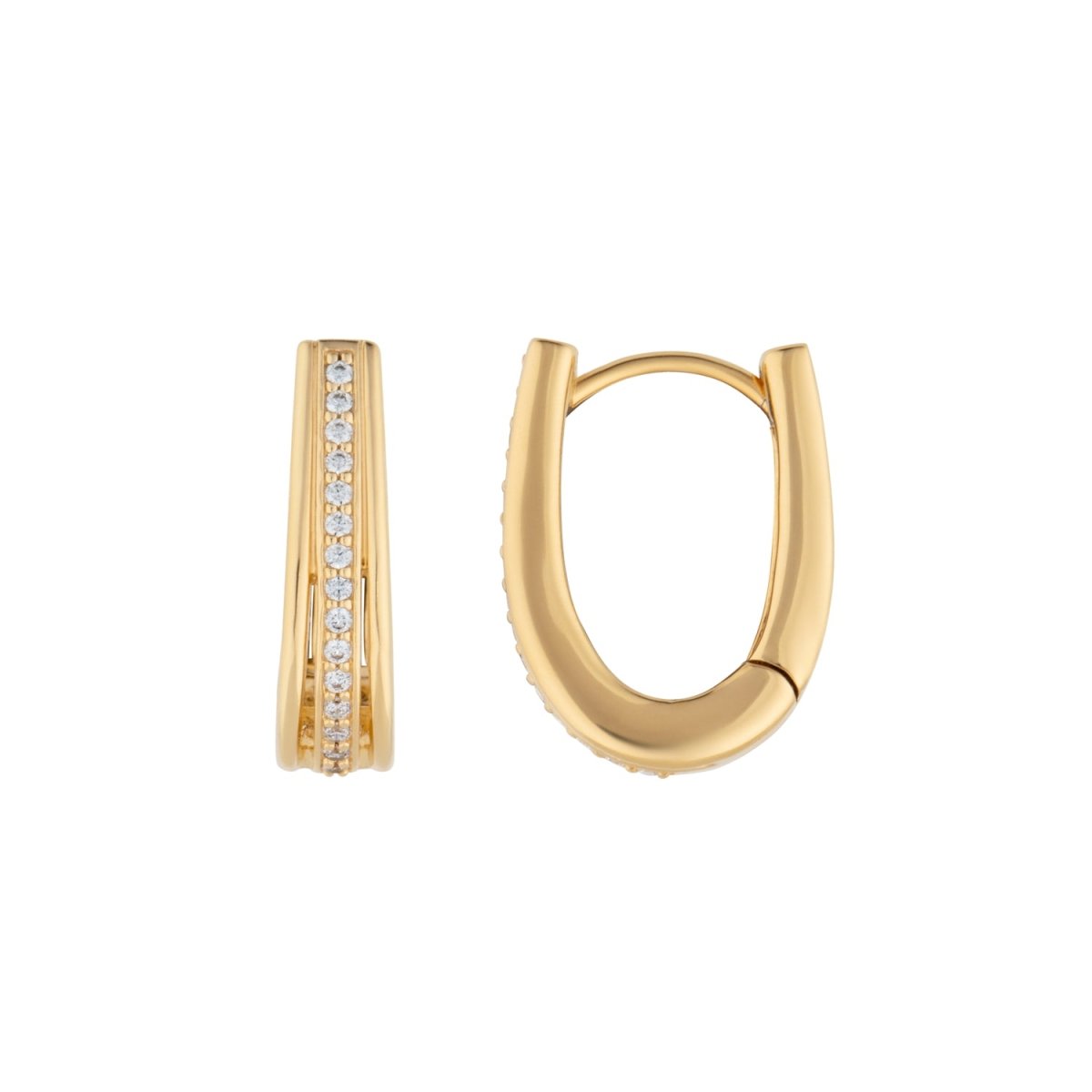 Large Gold Classic Hoop Earrings with Cubic Zirconia - Lulu B London - Timeless Jewellery