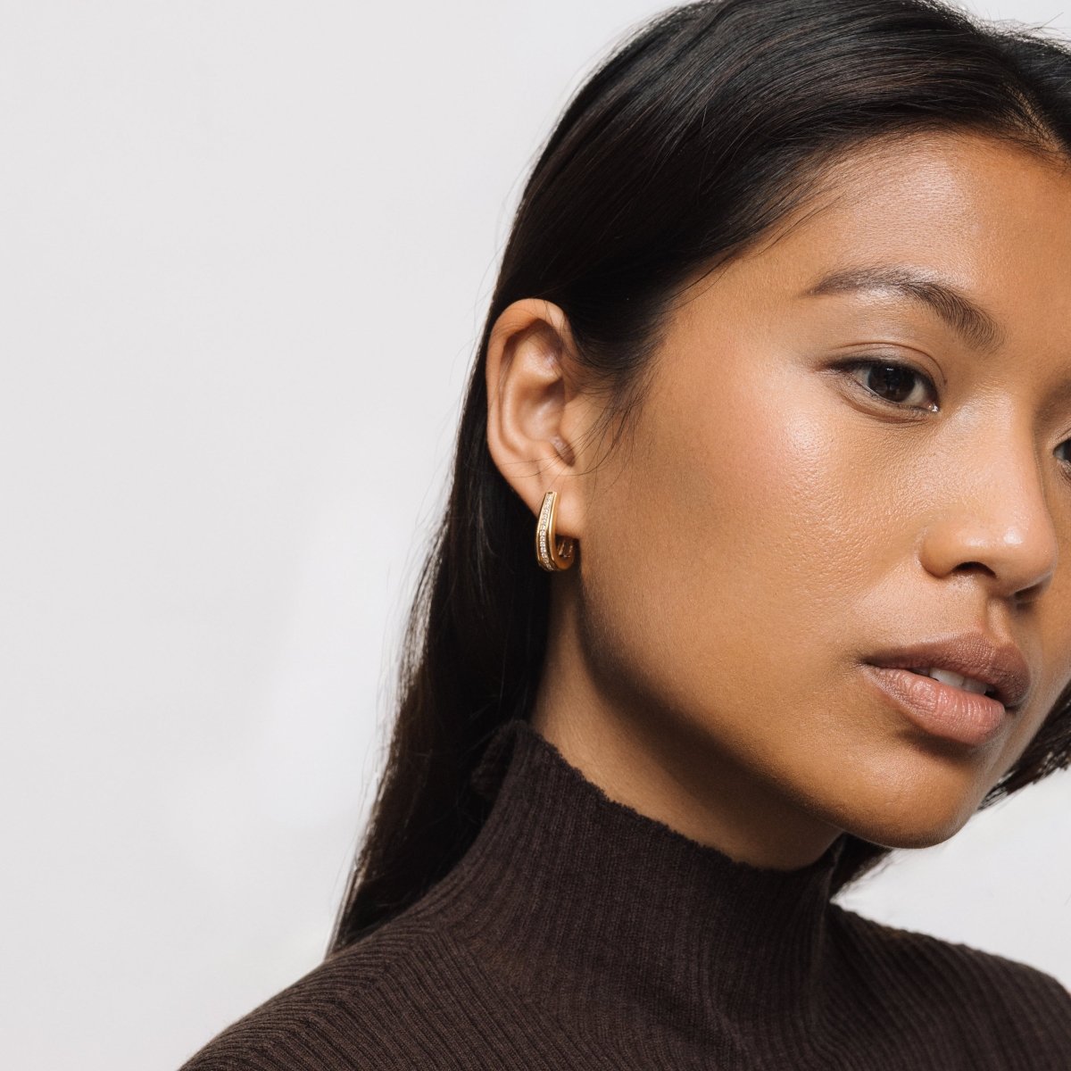 Large Gold Classic Hoop Earrings with Cubic Zirconia - Lulu B London - Timeless Jewellery