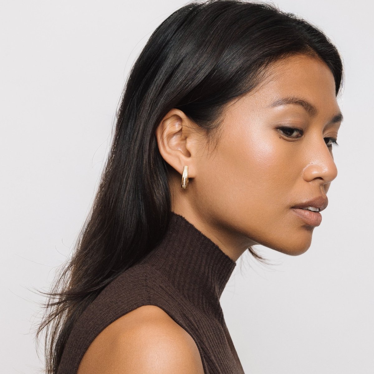 Large Gold Classic Hoop Earrings with Cubic Zirconia - Lulu B London - Timeless Jewellery