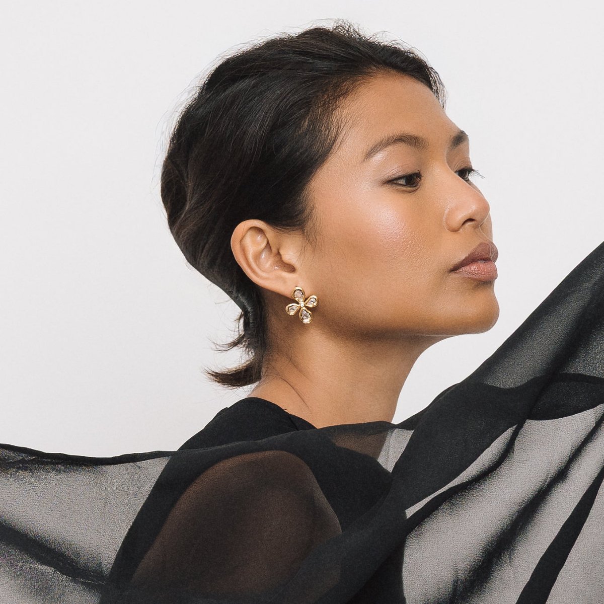 Large Gold Teardrop Cross Stud Earrings - Lulu B London - Timeless Jewellery