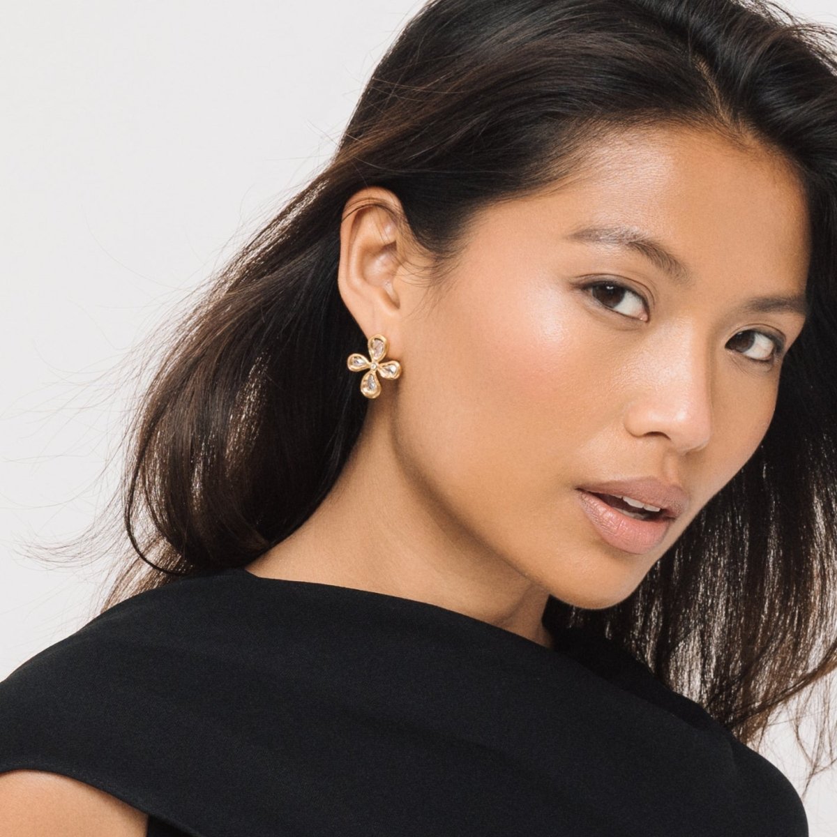 Large Gold Teardrop Cross Stud Earrings - Lulu B London - Timeless Jewellery