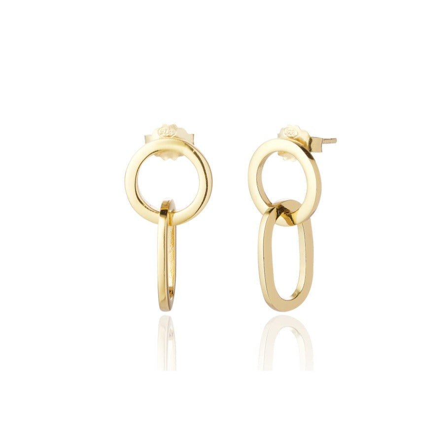 Link Gold Stud Drop Earrings - Lulu B Jewellery