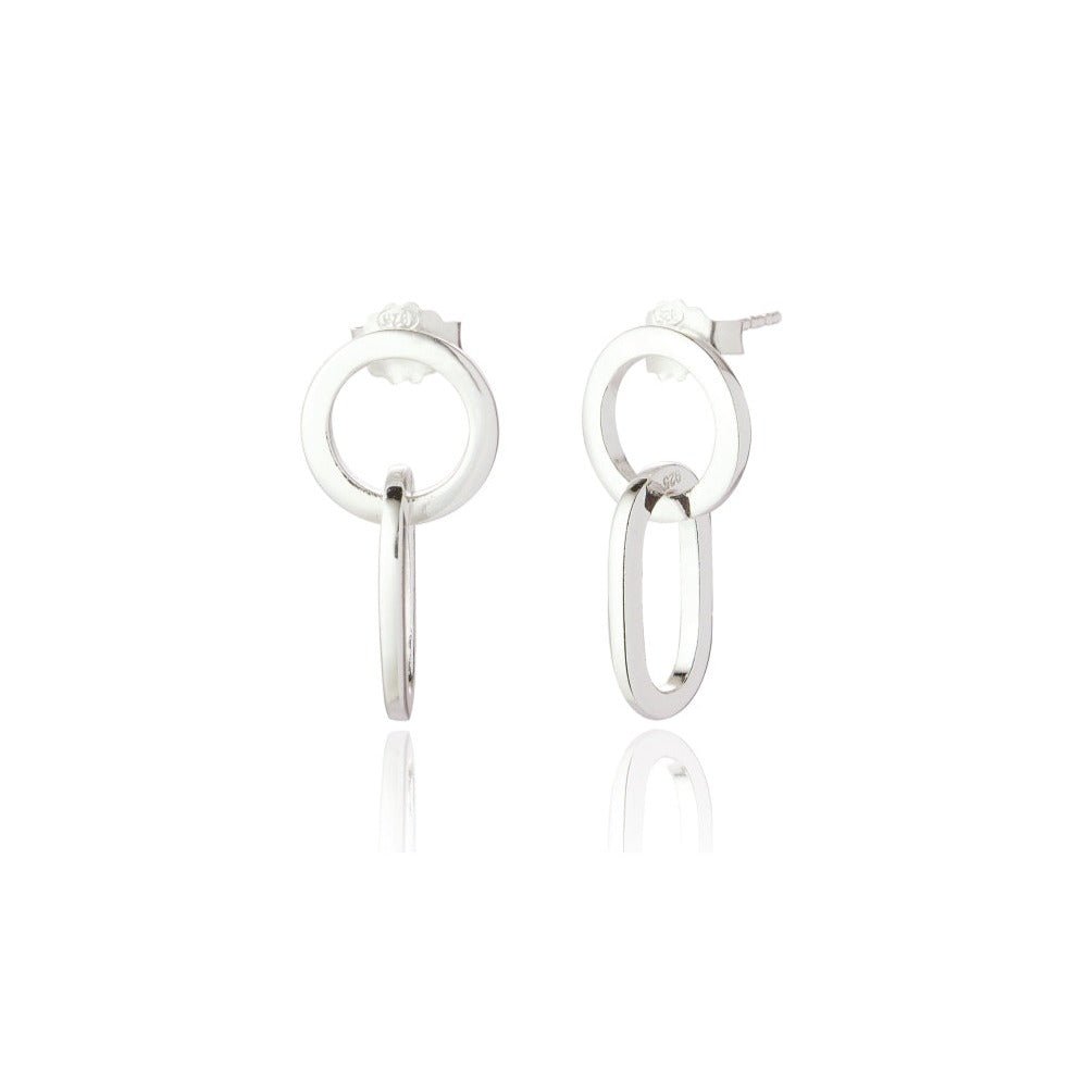 Link Silver Stud Drop Earrings - Lulu B Jewellery