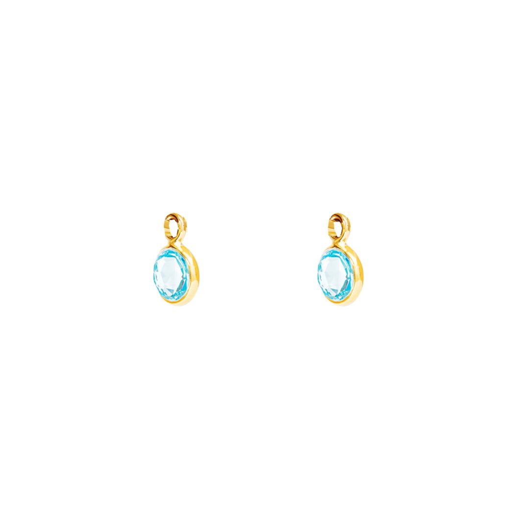 March Birthstone Gold Hoop Earrings - Blue Topaz (Charm sold with hoops or individually) - Lulu B Jewellery