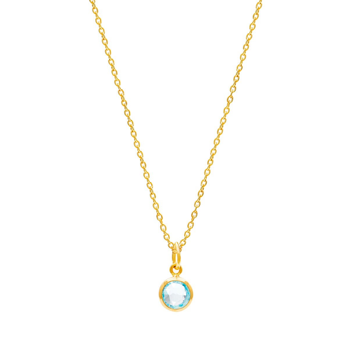 March Birthstone Gold Necklace - Blue Topaz (Charm sold with chain or individually) - Lulu B Jewellery