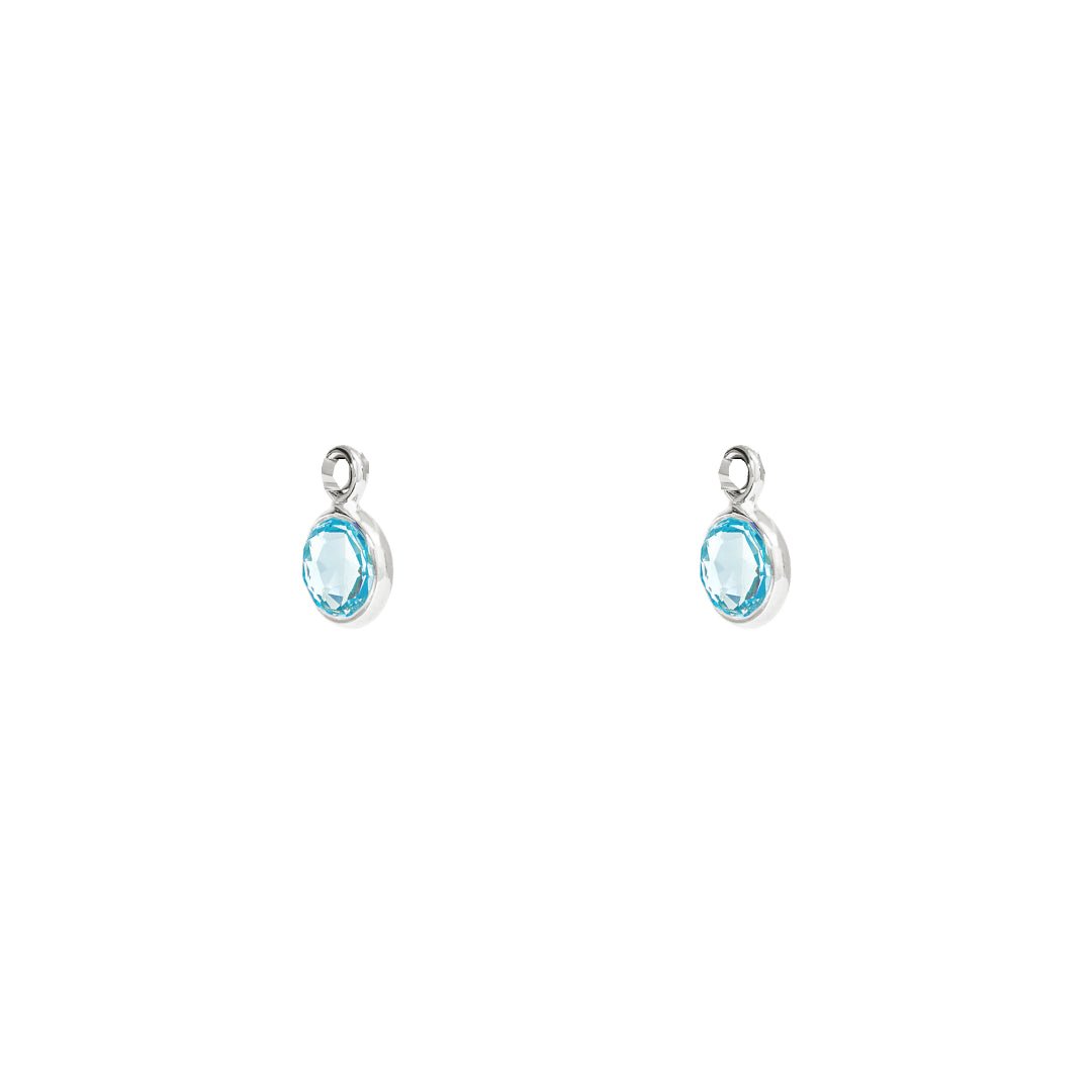 March Birthstone Silver Hoop Earrings - Blue Topaz (Charm sold with hoops or individually) - Lulu B Jewellery