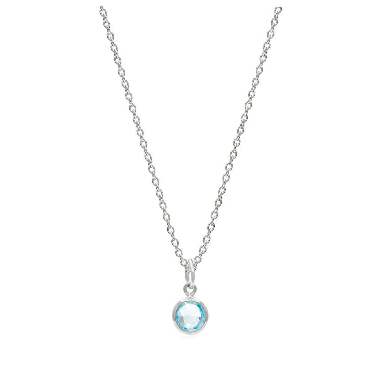 March Birthstone Silver Necklace - Blue Topaz (Charm sold with chain or individually) - Lulu B Jewellery