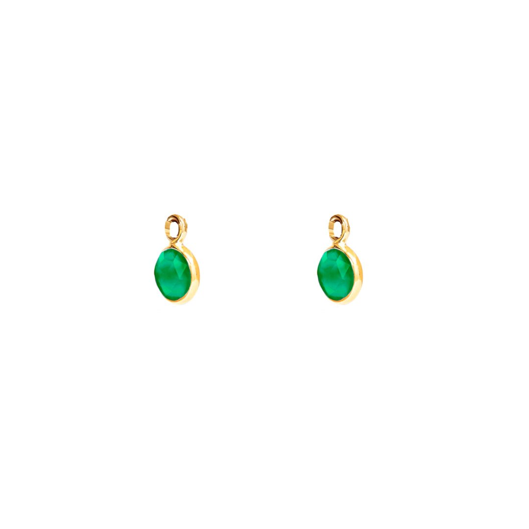 May Birthstone Gold Hoop Earrings - Emerald (Charm sold with hoops or individually) - Lulu B Jewellery