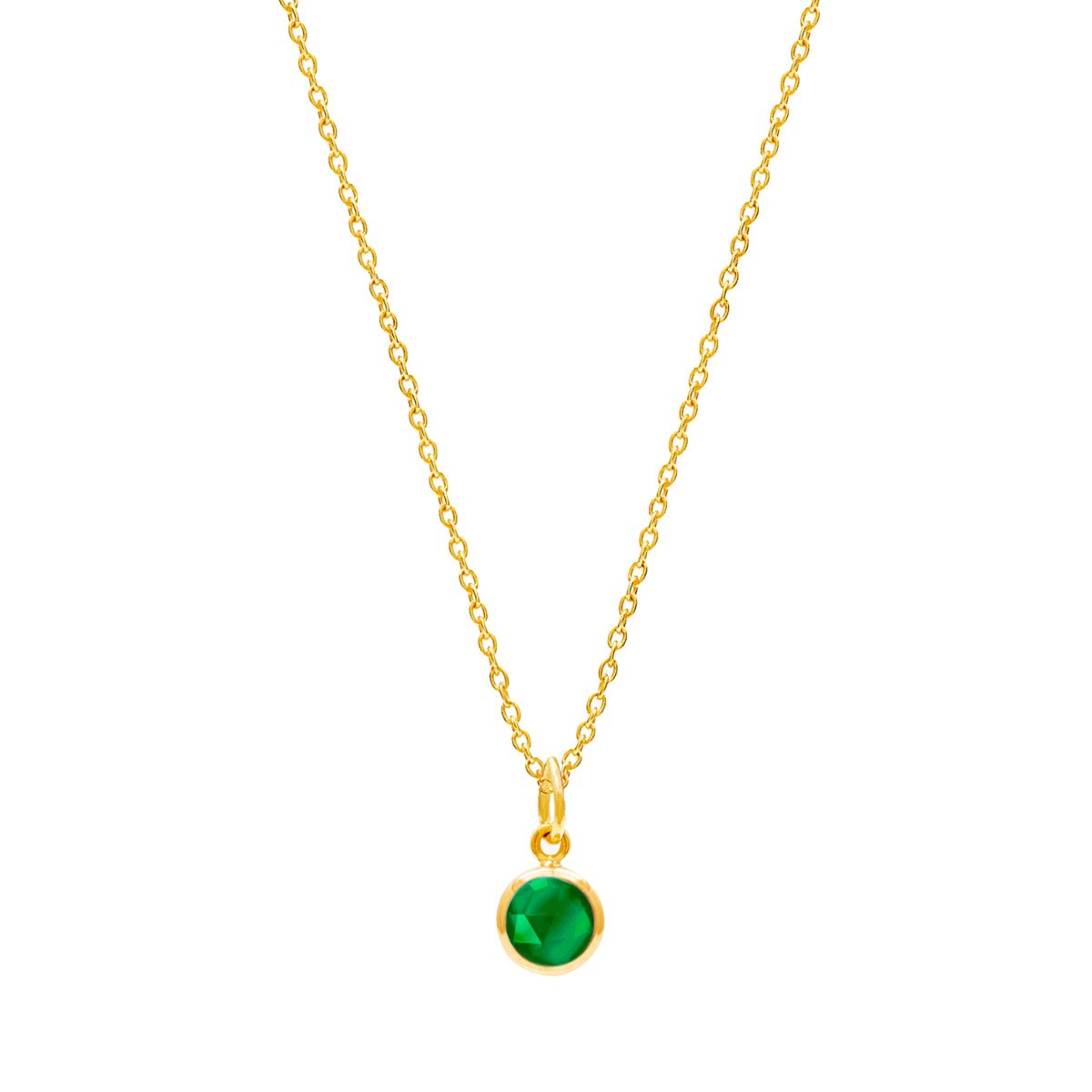 May Birthstone Gold Necklace - Emerald (Charm sold with chain or individually) - Lulu B Jewellery